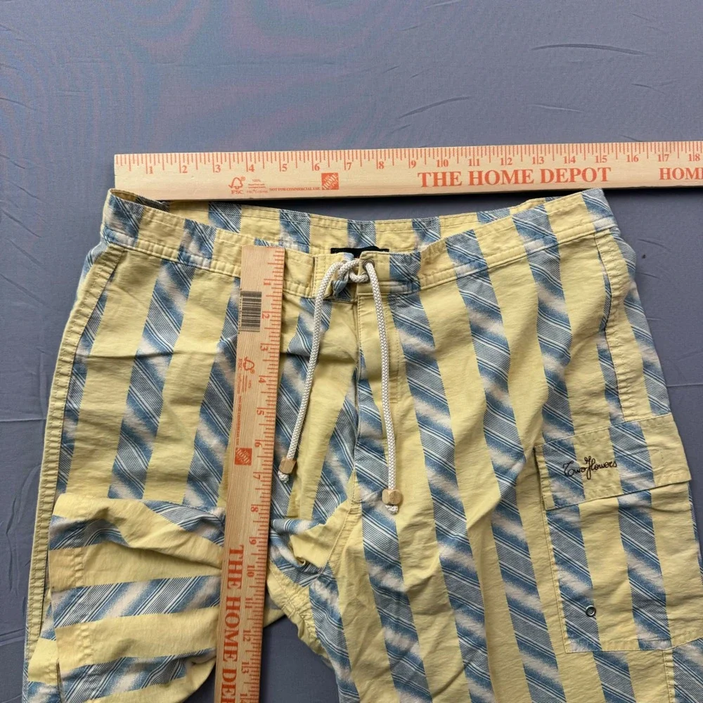 Two Flowers Mens Striped Board Shorts Yellow Blue Made in Italy Size 48 IT 33 US